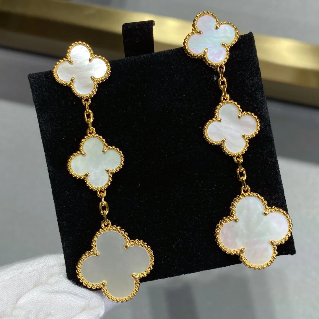 [VA]CLOVER MOP 3 MOTIFS GOLD EARRINGS