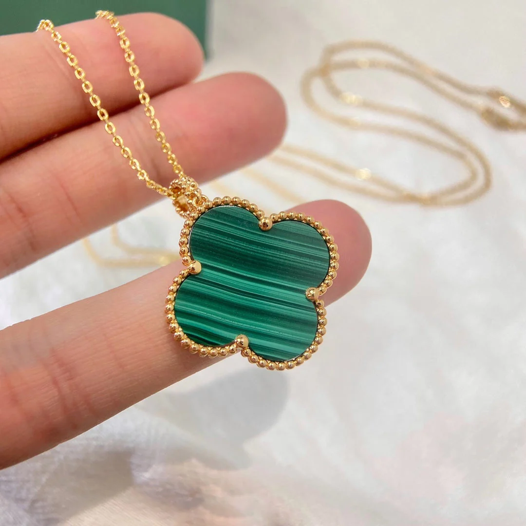 [VA]CLOVER 25MM MALACHITE GOLD NECKLACE