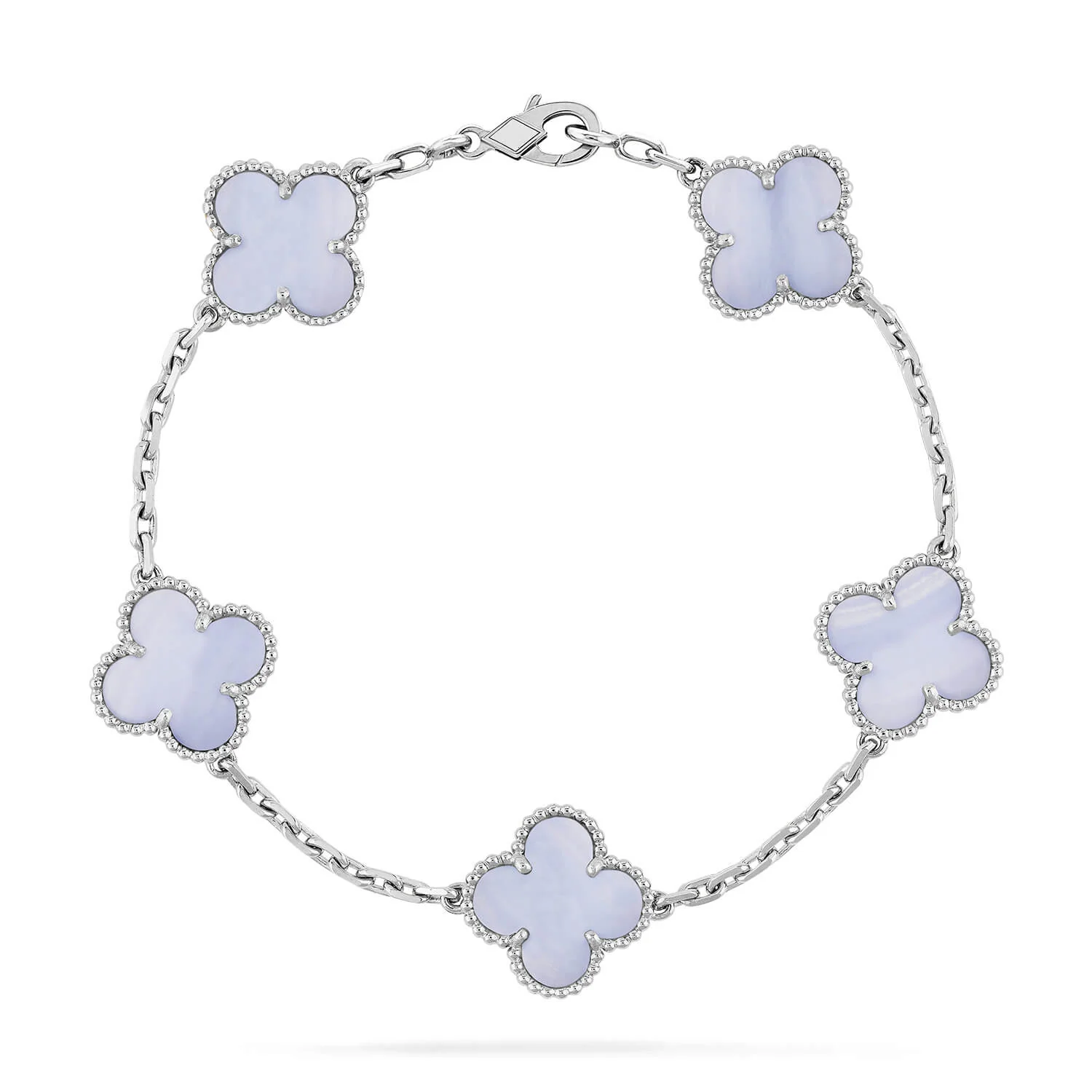 [VA]CLOVER  5 MOTIF PURPLE CHALCEDONY BRACELET SILVER