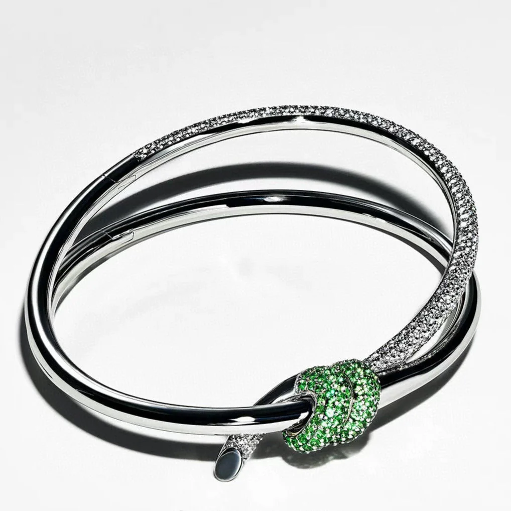 [TF]KNOT DOUBLE ROW SILVER DIAMOND BRACELET