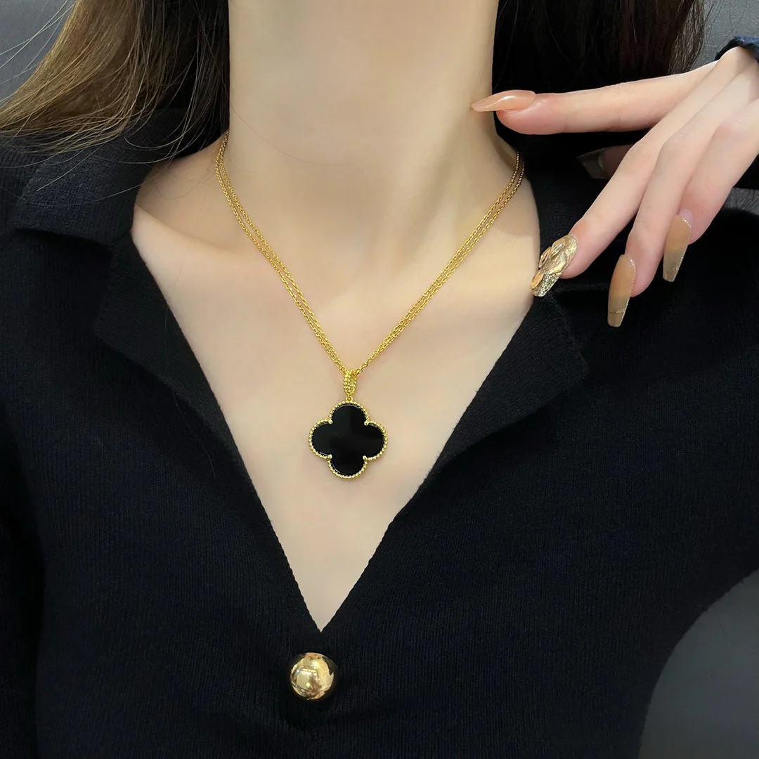 [VA]CLOVER 25MM NECKLACE GOLD ONYX