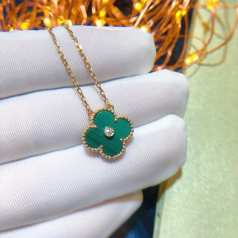[VA]CLOVER 15MM DIAMOND TURQUOISE NECKLACE