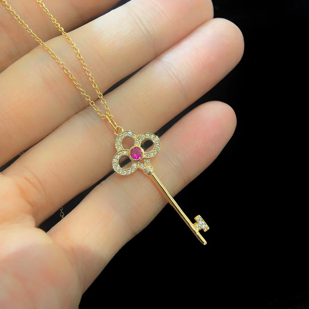 [TF]FLORET KEY PEDANT NECKLACE PINK DIAMOND