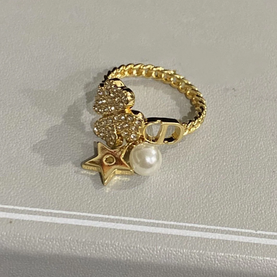 [CD]STAR PEARL CLOVER GOLD DIAMOND RING
