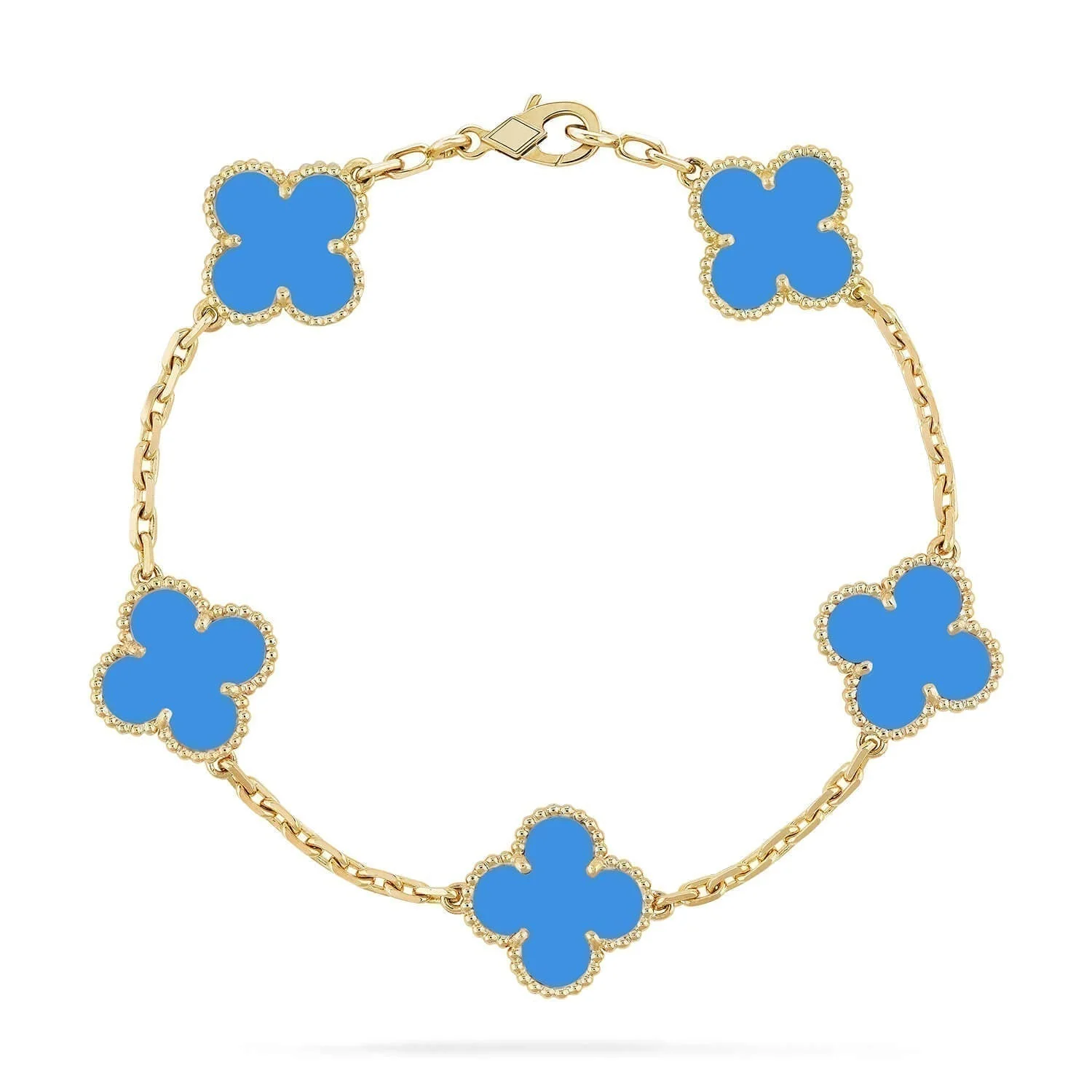 [VA]CLOVER 5 MOTIFS BLUE AGATE BRACELET