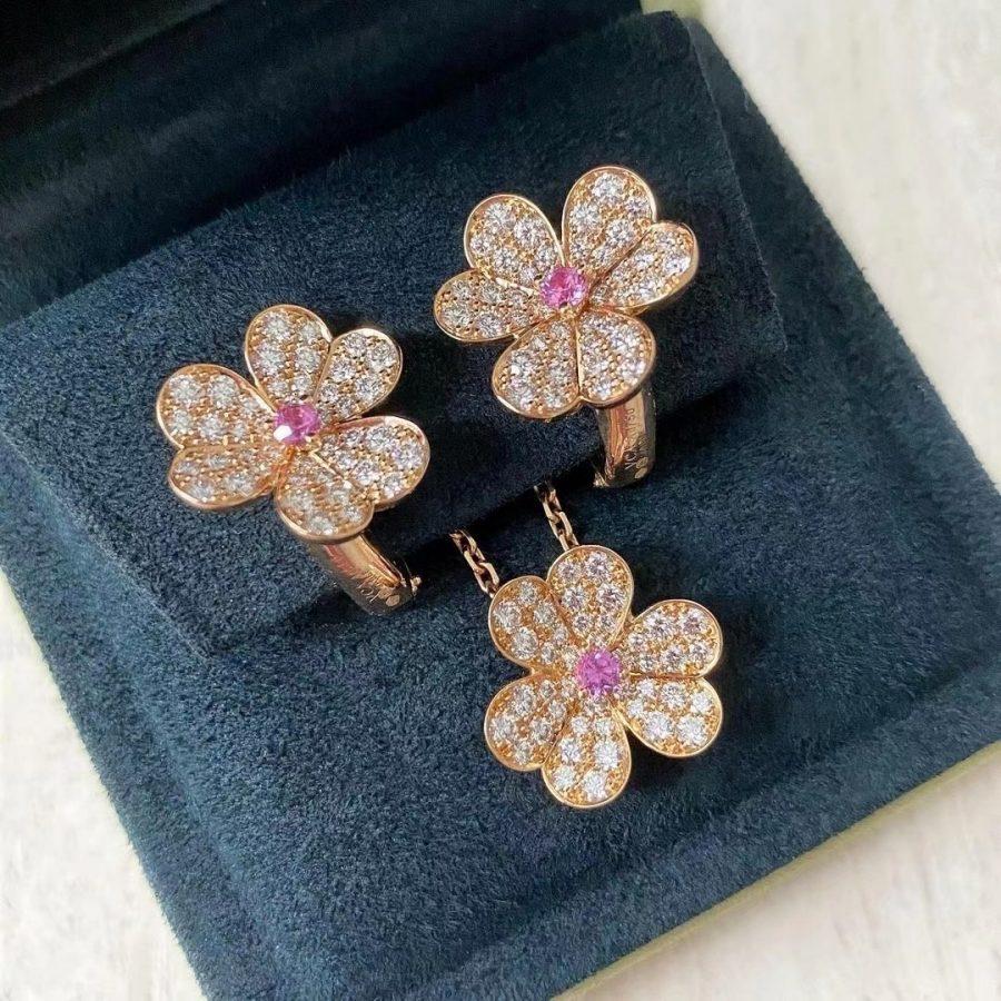 [VA]FRIVOLE PINK GOLD FLOWER DIAMOND EARRINGS