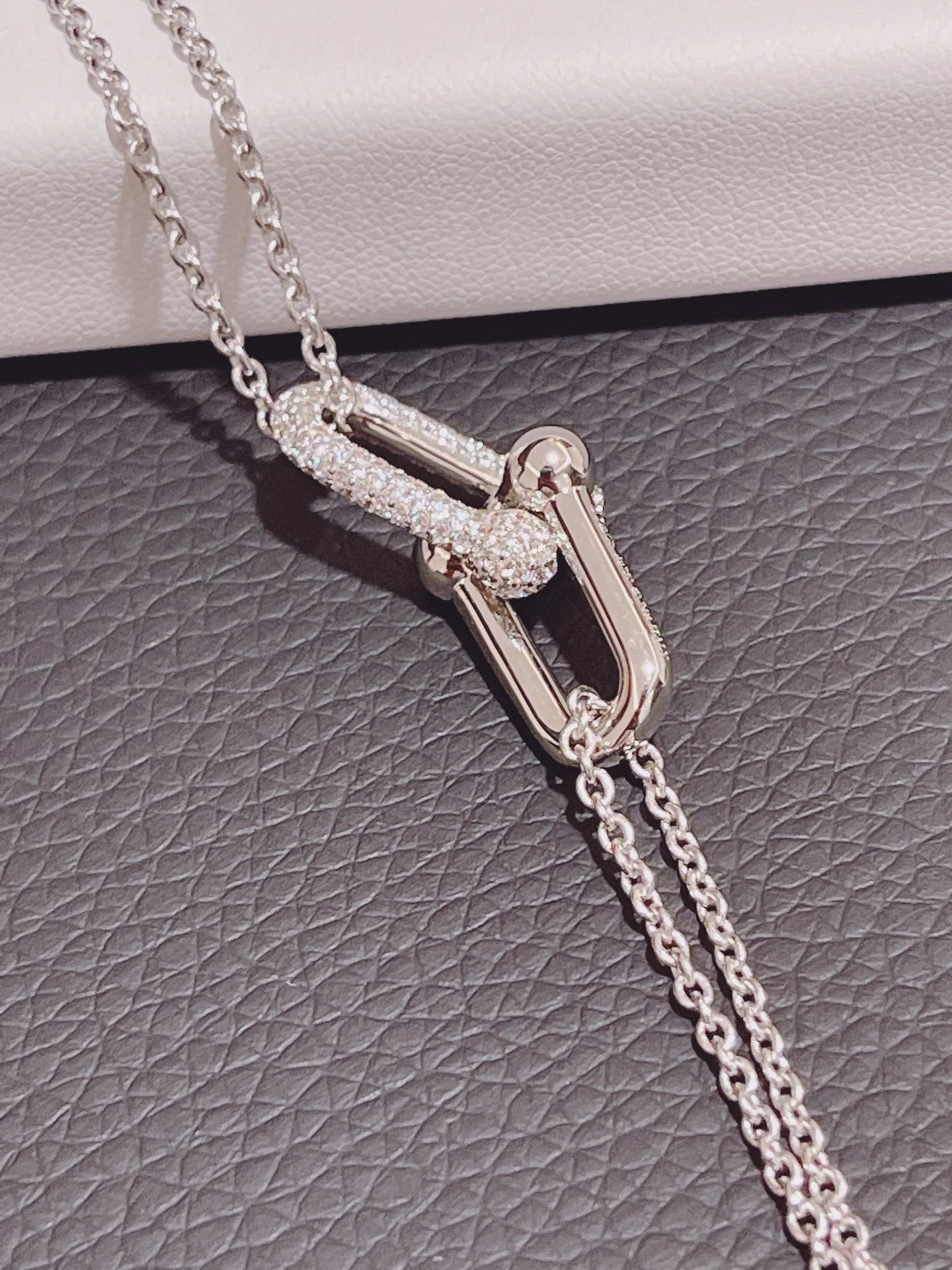 [TF]HARDWEAR DOUBLE LINK PEDANT SILVER DIAMOND NECKLACE