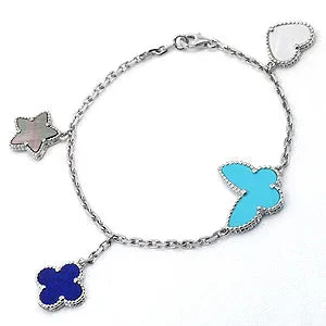 [VA]LUCKY SPRING SILVER BRACELET 4 MOTIF