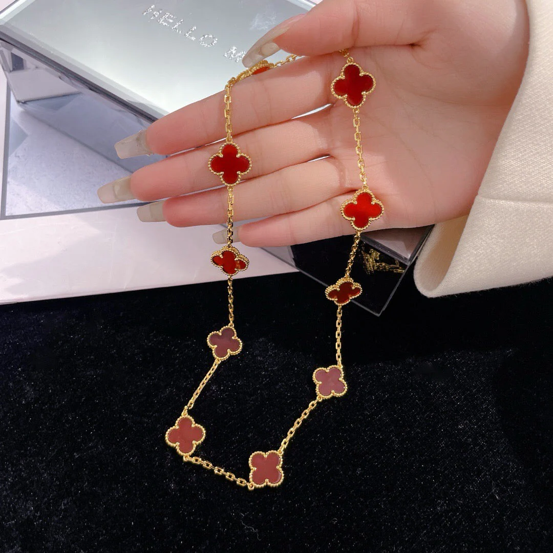 [VA]CLOVER 10 MOTIFS CARNELIAN NECKLACE