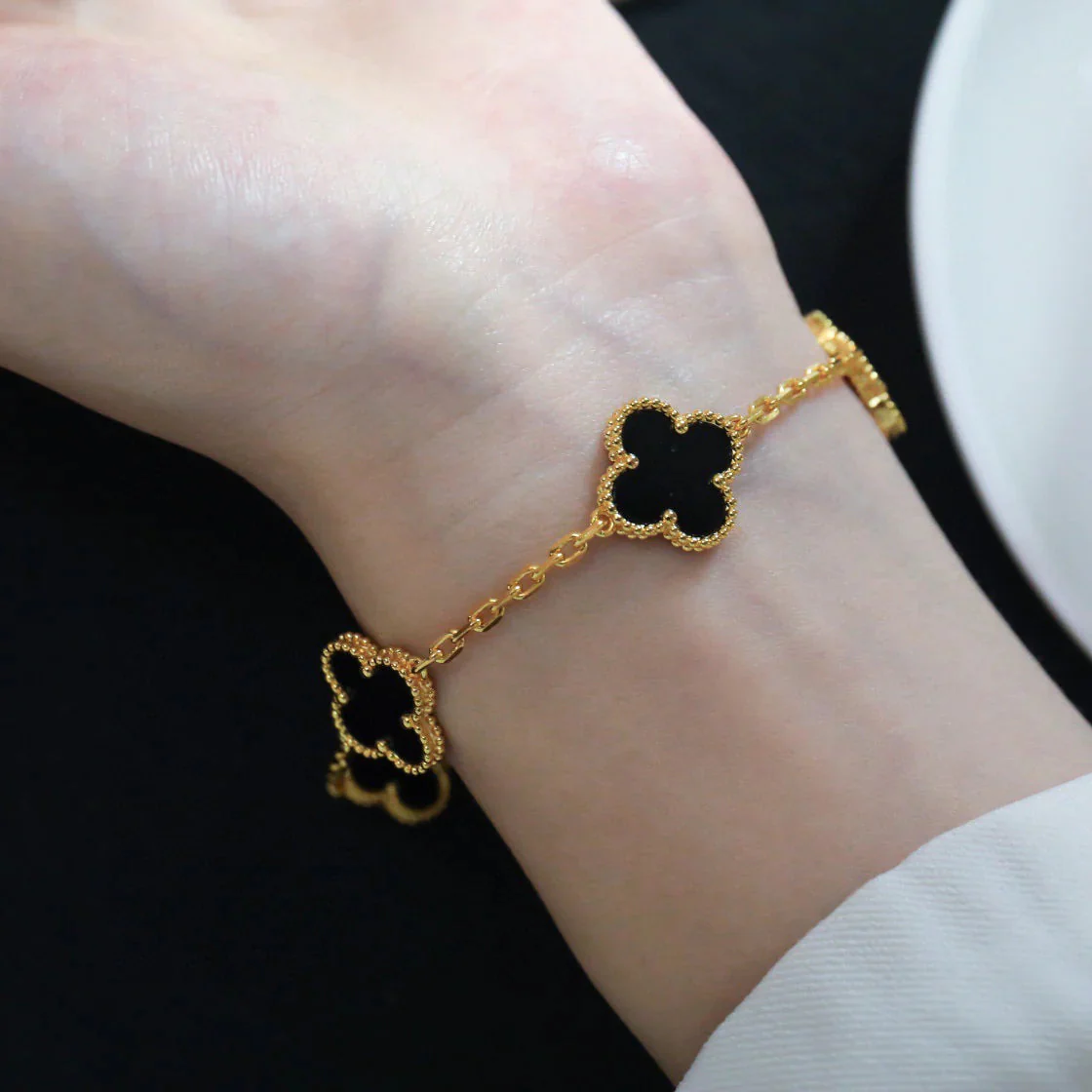 [VA]CLOVER  5 MOTIFS BLACK ONYX BRACELET