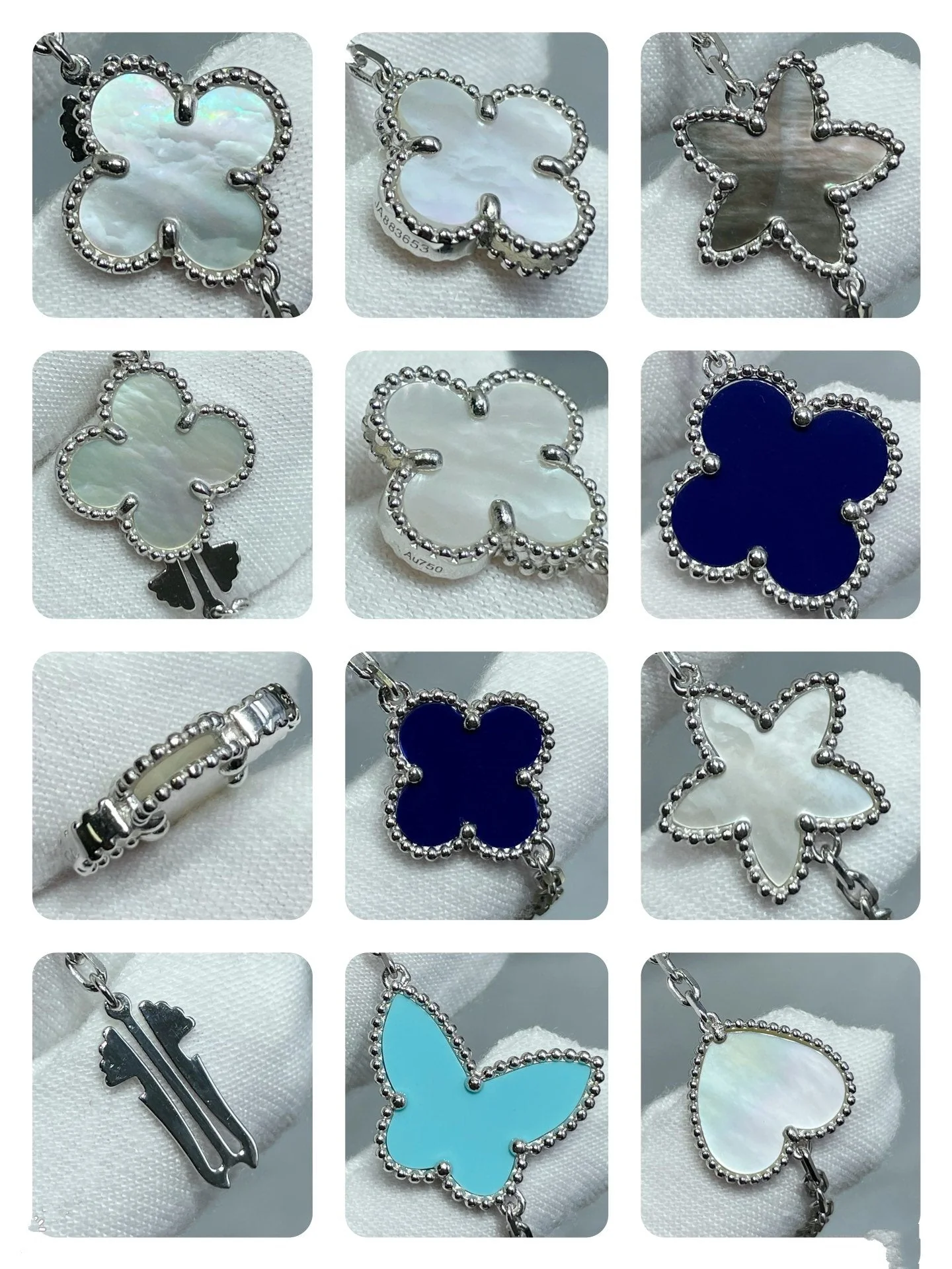 [VA]LUCKY CLOVER SILVER 11 MOTIF NECKLACE