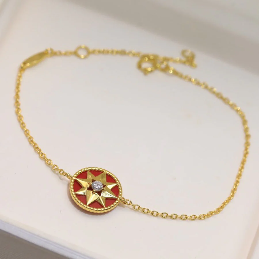 [CD]LUCKY STAR 1 DIAMOND RED GOLD BRACELET