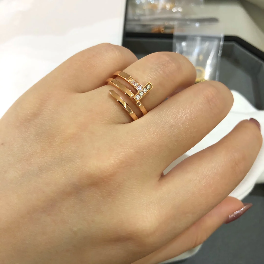 [TF]T WIRE DOUBLE ROWS RING ROSE GOLD