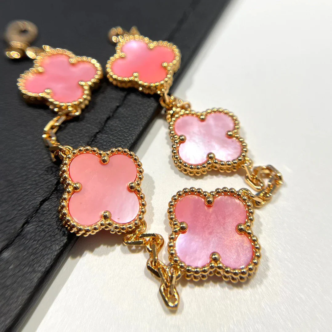 [VA]CLOVER 5 PINK MOP BRACELET