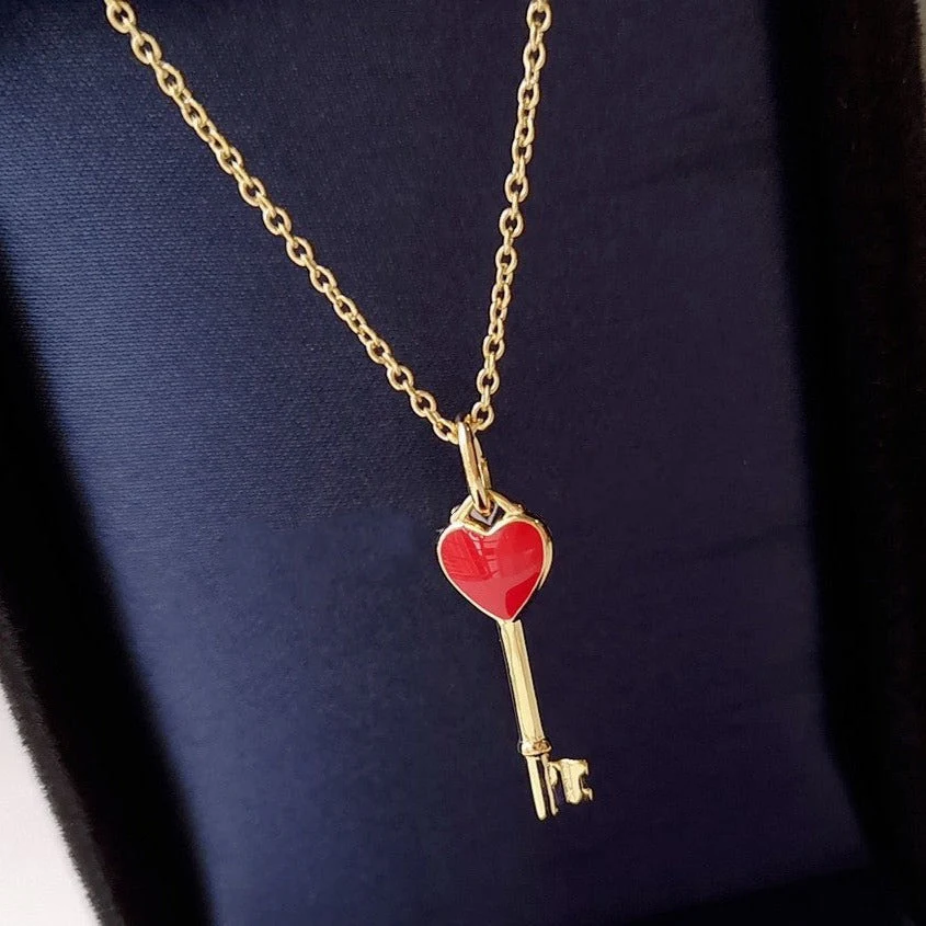 [TF]KEY PEDANT CARNELIAN HEART GOLD NECKLACE