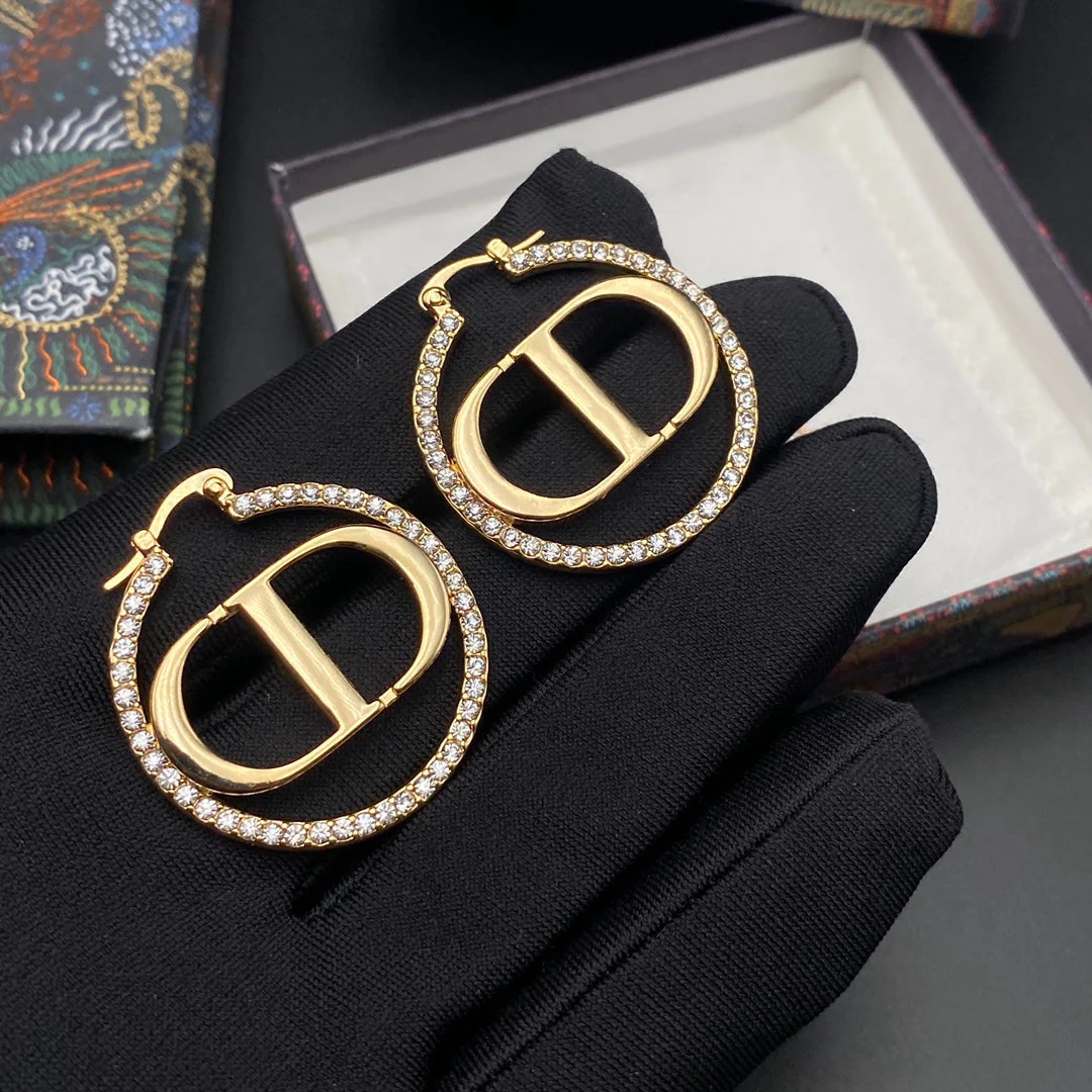 [CD] EARRINGS GOLD DIAMOND 33MM