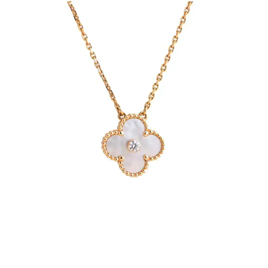 [VA]CLOVER 15MM DIAMOND WHITE FRITILLARIA NECKLACE