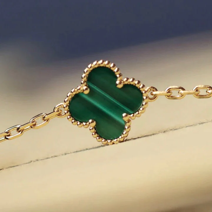 [VA]CLOVER 20 MOTIFS MALACHITE DIAMOND NECKLACE