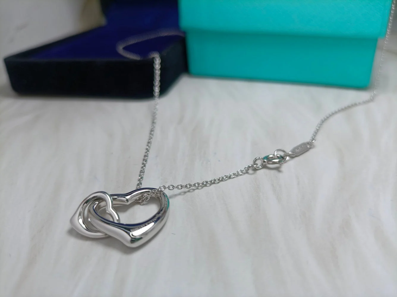 [TF]DOUBLE HEART SILVER NECKLACE