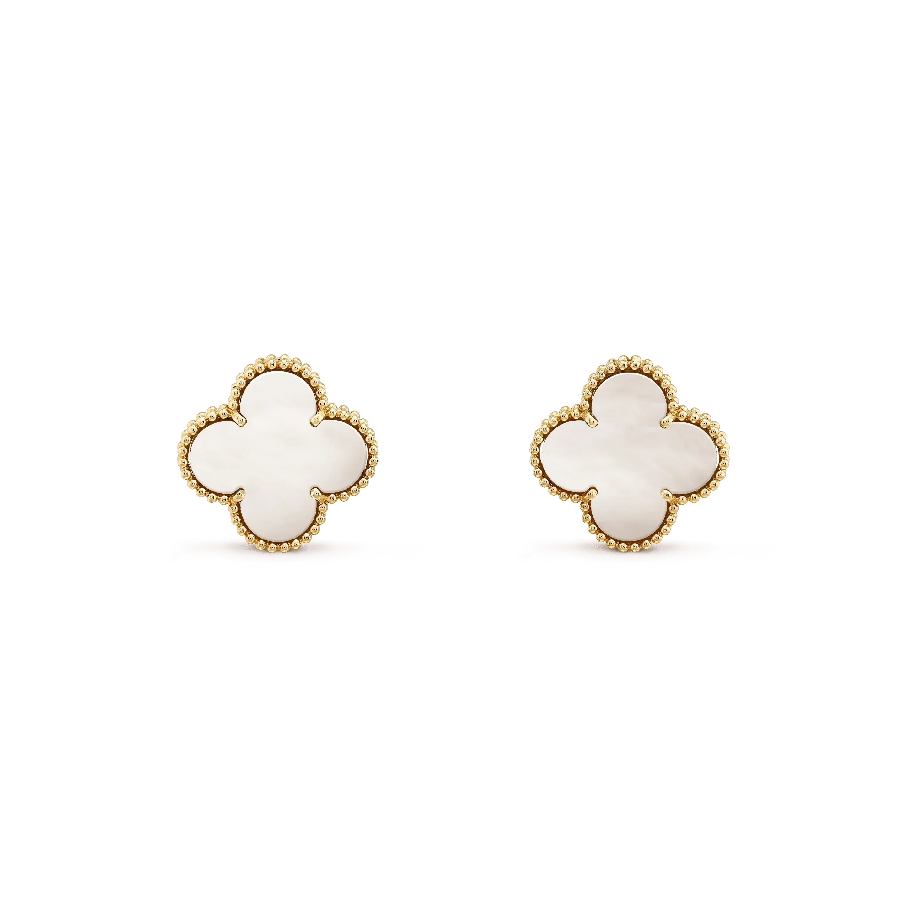 [VA]CLOVER MEDIUM 1 MOTIFS  WHITE MOP STUD EARRINGS