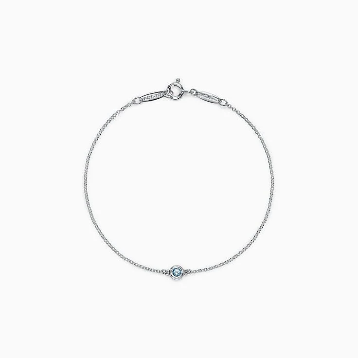 [TF]DIAMOND STERLING SILVER AQUAMARINE BUBBLE BRACELET