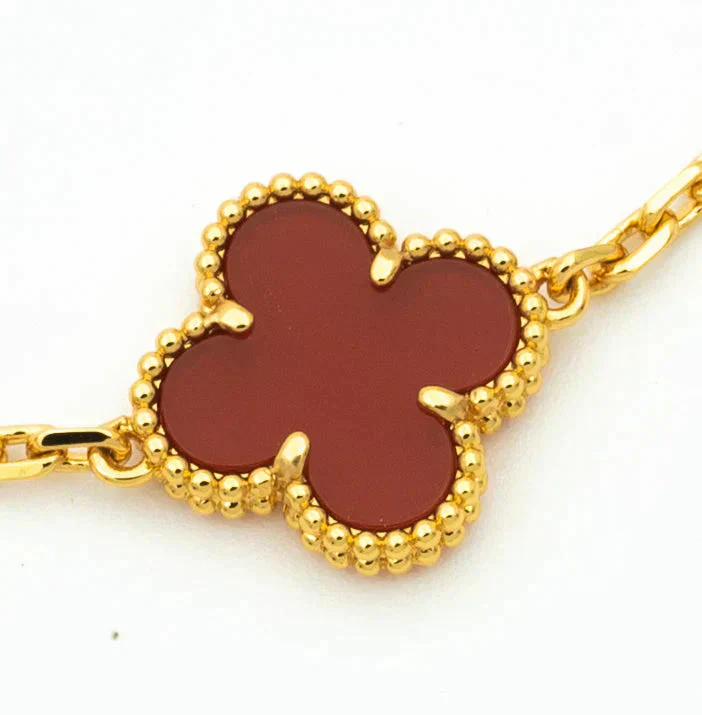 [VA]CLOVER  5 MOTIFS CARNELIAN GOLD BRACELET