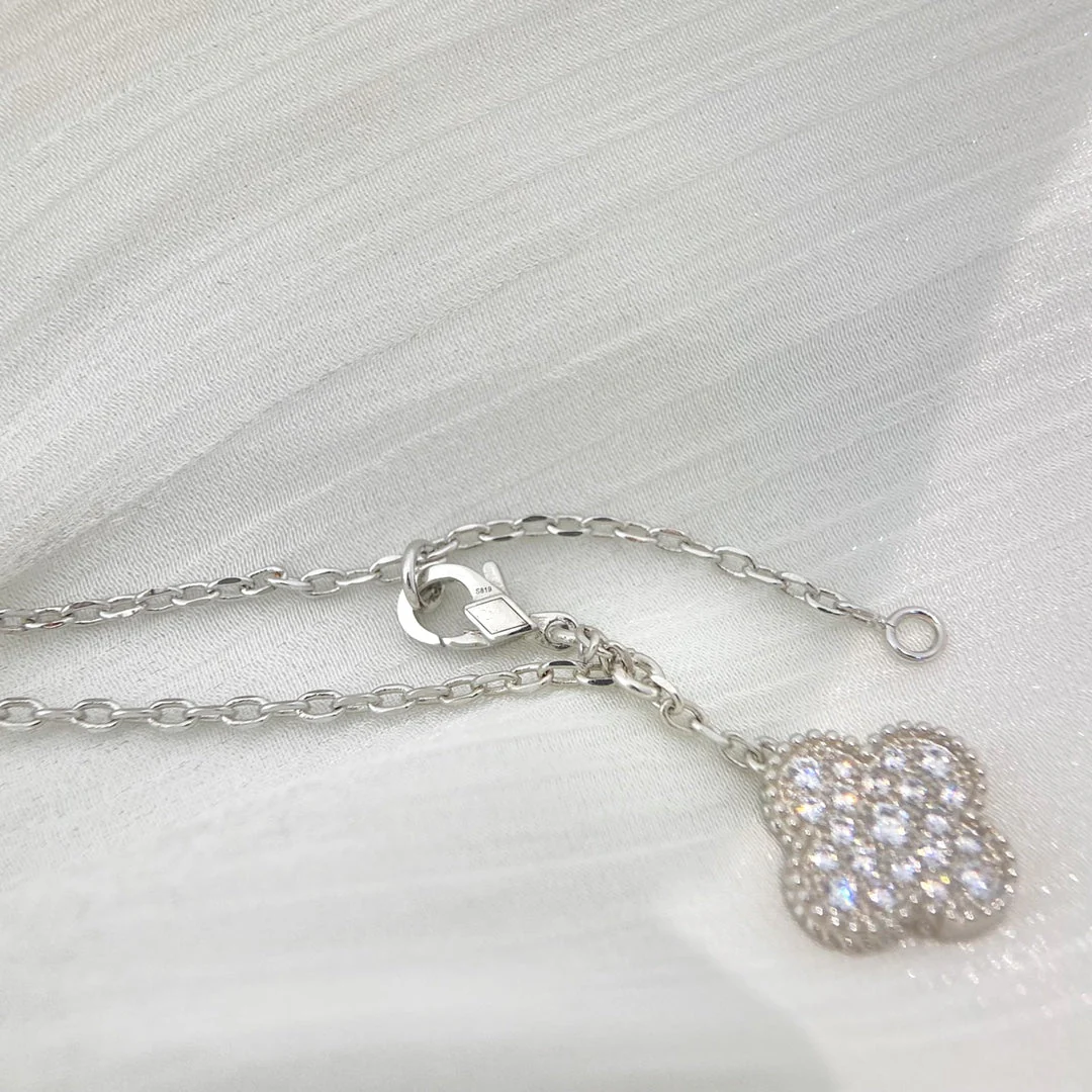 [VA]CLOVER 5 MOTIFS SILVER DIAMONDS NECKLACE