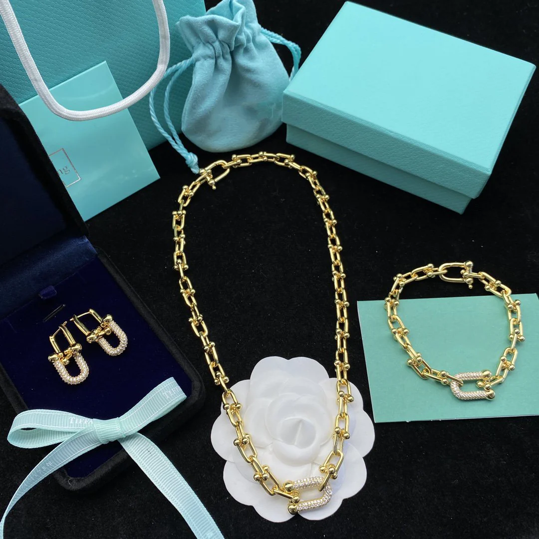 [TF]HARDWEAR LINK DIAMOND GOLD EARRINGS