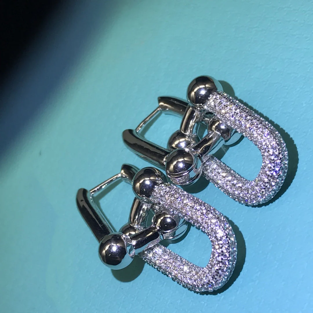 [TF]HARDWARE DROP EARRINGS DOUBLE LINK DIAMOND