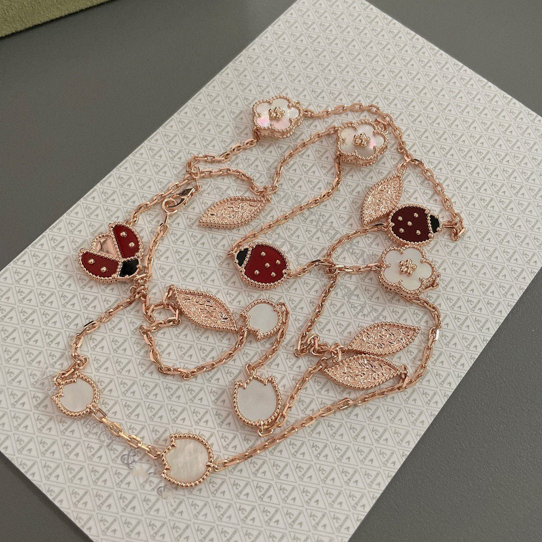 [VA]LUCKY SPRING 15 MOTIFS ROSE GOLD NECKLACE