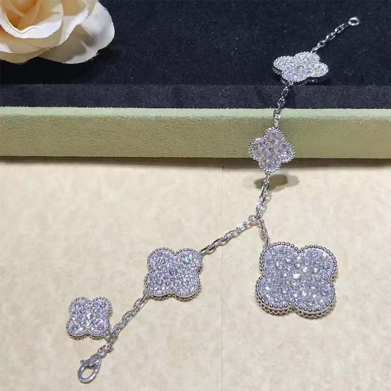 [VA]CLOVER 6 MOTIFS SILVER DIAMOND BRACELET