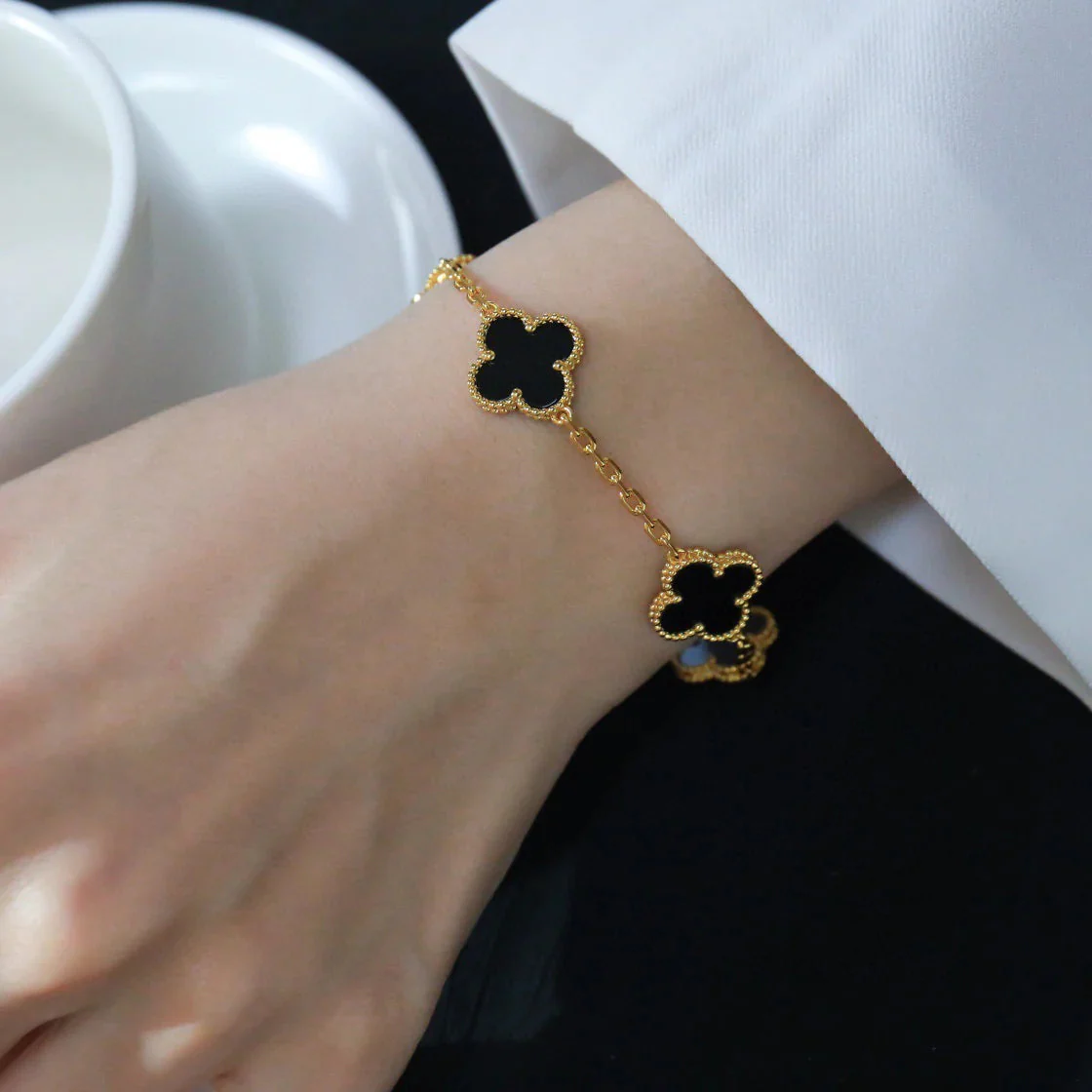 [VA]CLOVER  5 MOTIFS BLACK ONYX BRACELET