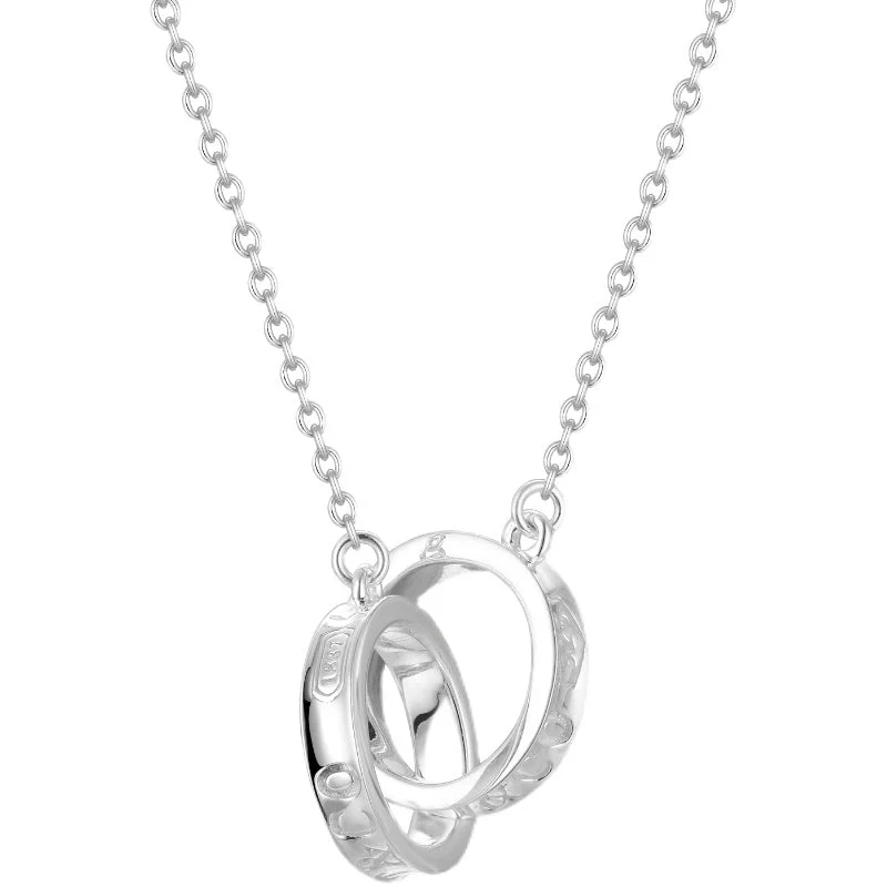 [TF]NECKLACE FEMALE DOUBLE RING DOUBLE CIRCLE COUPLE PENDANT