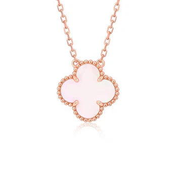 [VA]CLOVER 15MM PINK MOTHER-OF-PEARL SINGLE FLOWER NECKLACE