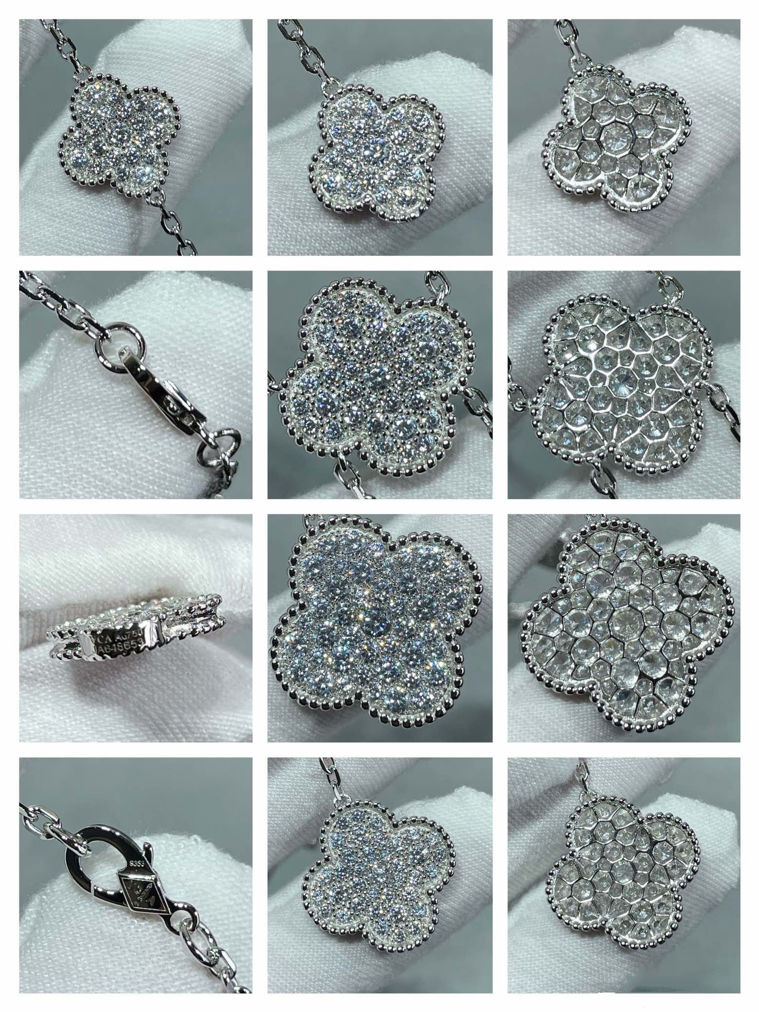 [VA]CLOVER 6 MOTIF DIAMOND PAVED NECKLACE