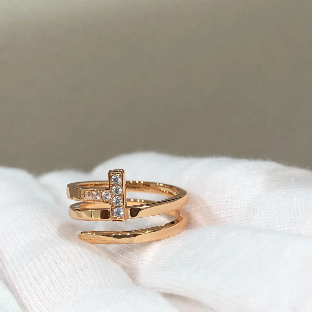 [TF]T WIRE DOUBLE ROWS RING ROSE GOLD