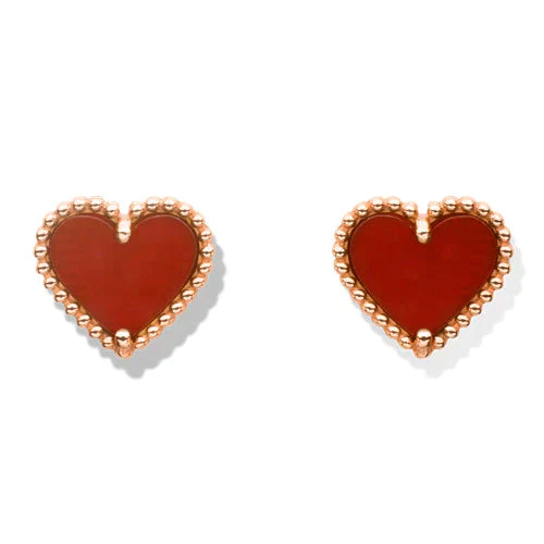[VA]HEART CARNELIAN STUD EARRINGS