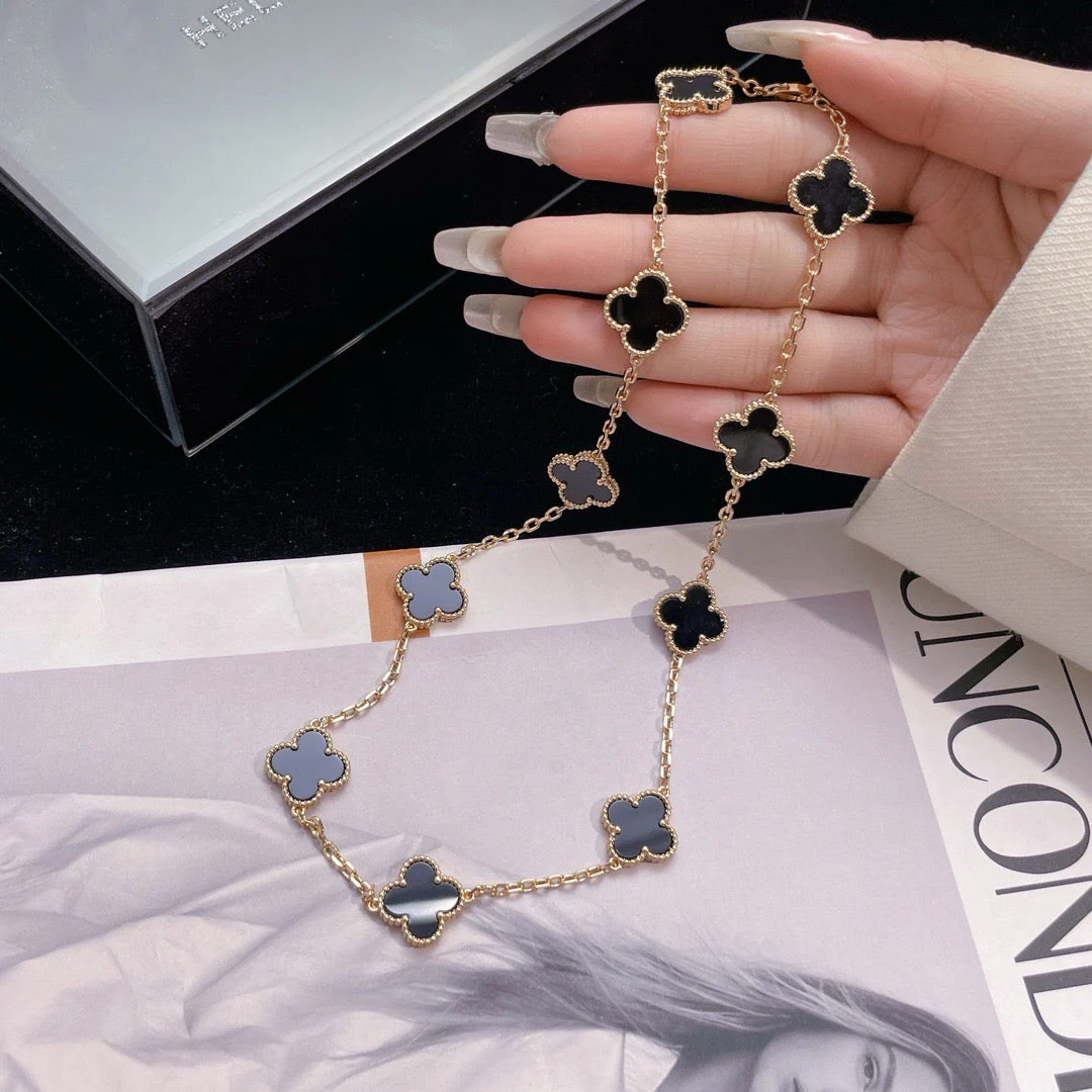 [VA]CLOVER 10 MOTIFS ONYX NECKLACE