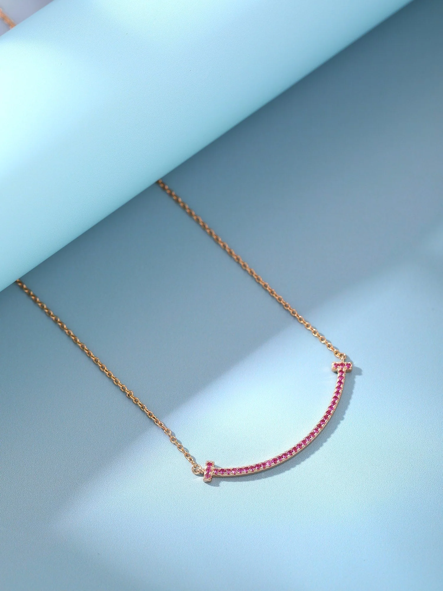 [TF]BIG SMILE PEDANT PINK DIAMOND NECKLACE