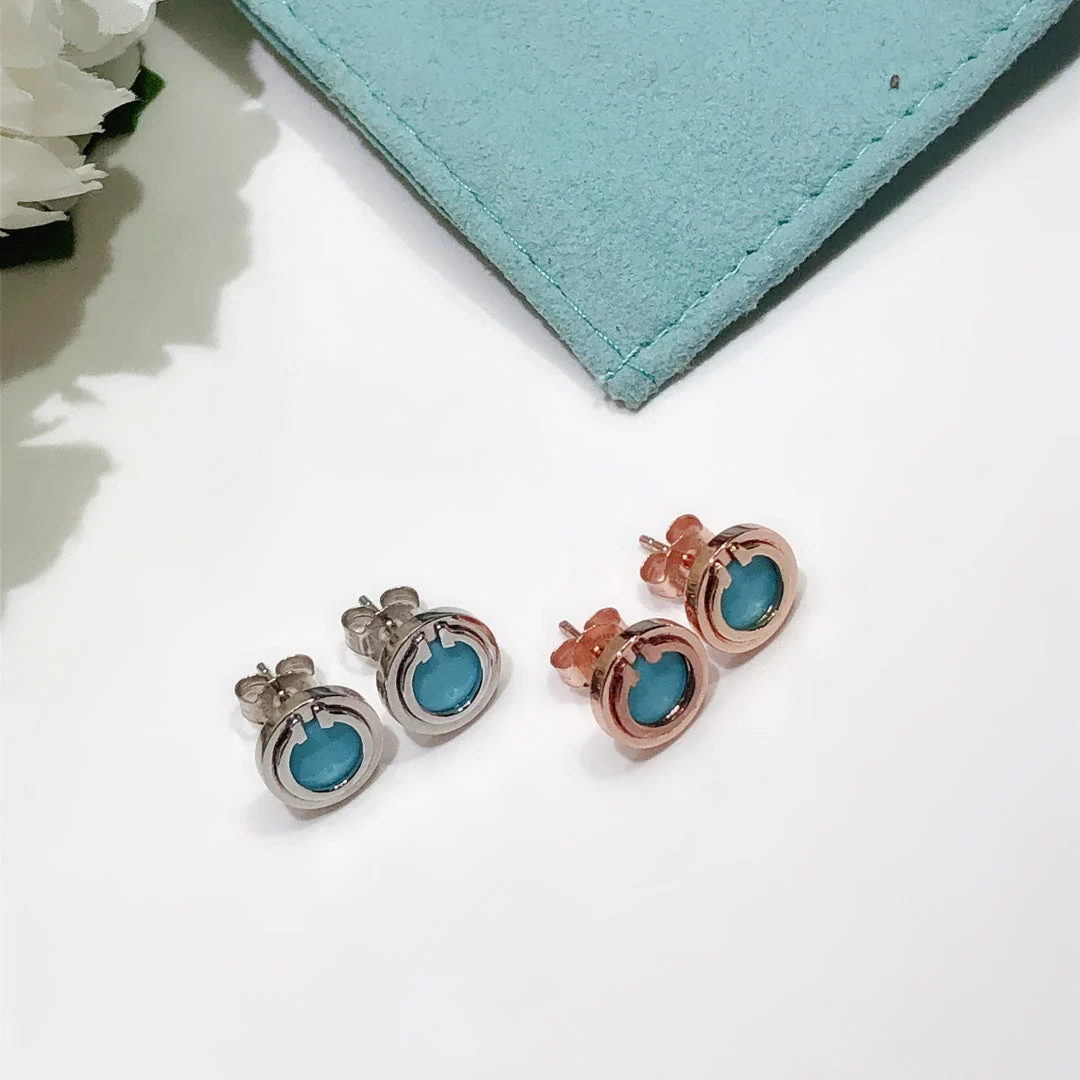 [TF]TURQUOISE CIRCLE WHITE GOLD EARRINGS