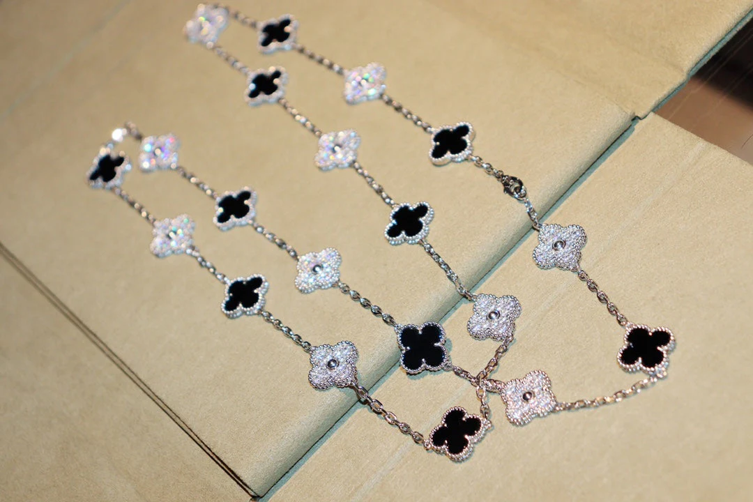 [VA]CLOVER 20 MOTIFS ONYX DIAMOND SILVER