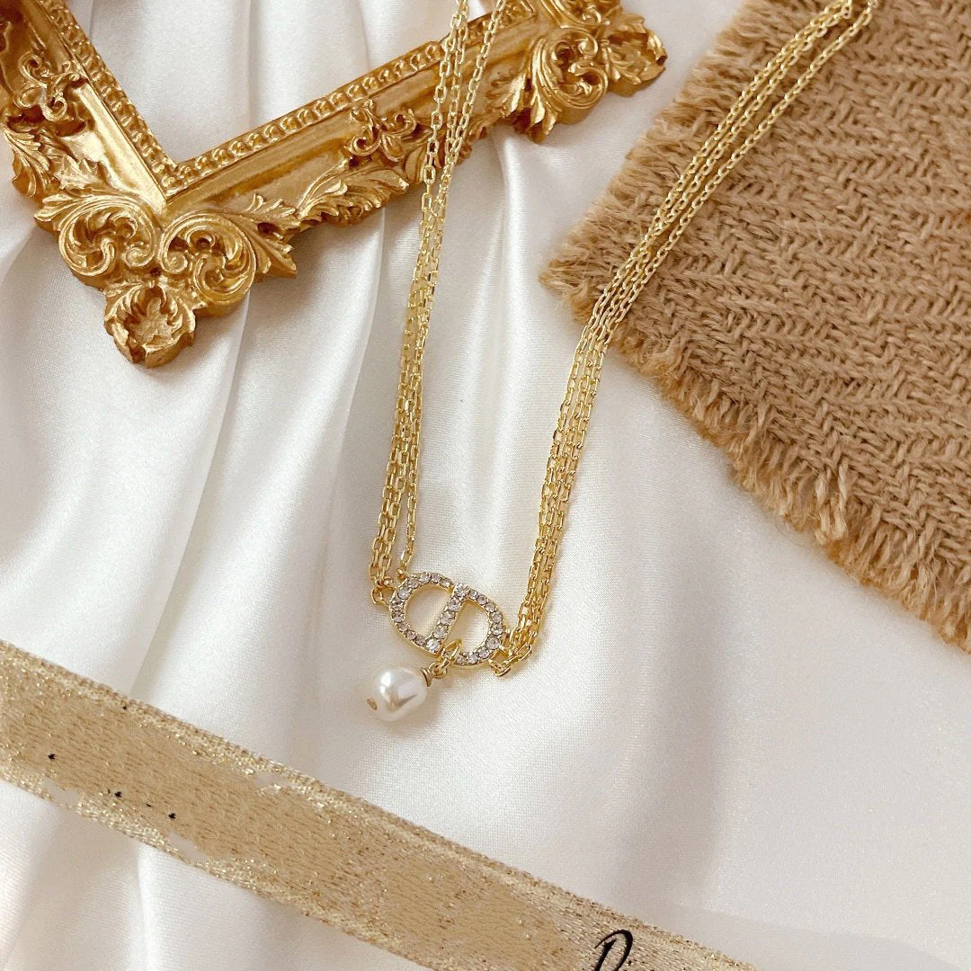 [CD] THREE-LAYER CHAIN CD PEARL NECKLACE