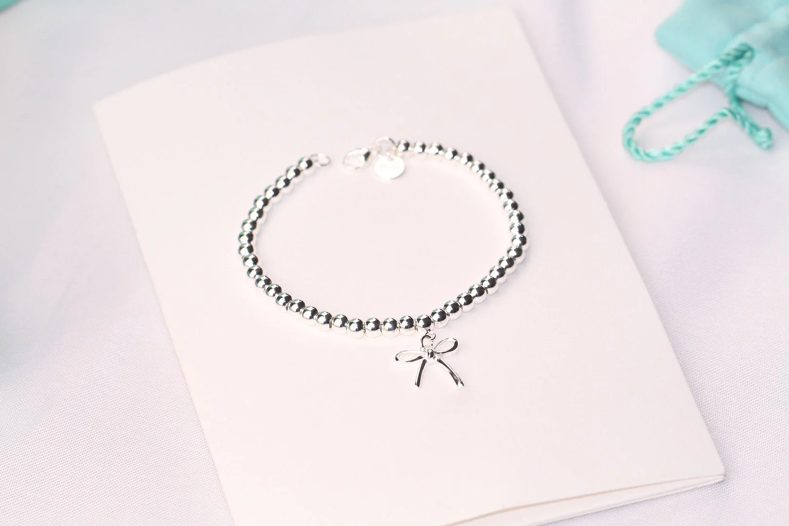 [TF]STERLING SILVER BOW BEAD BRACELET