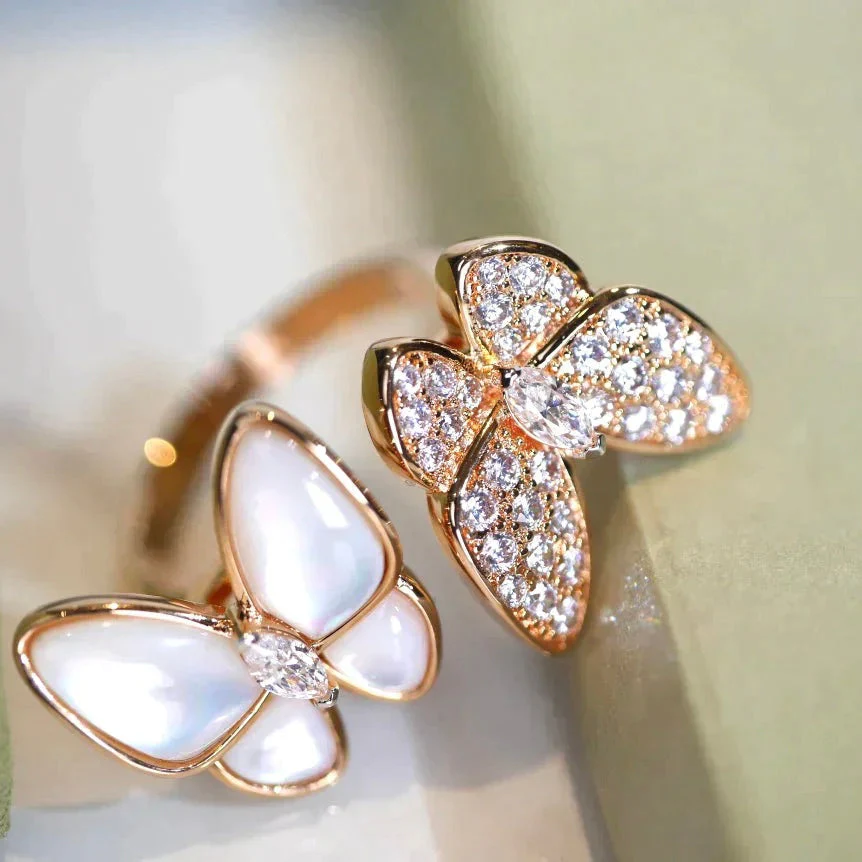 [VA]TWIN BUTTERFLY DIAMOND MOP RING