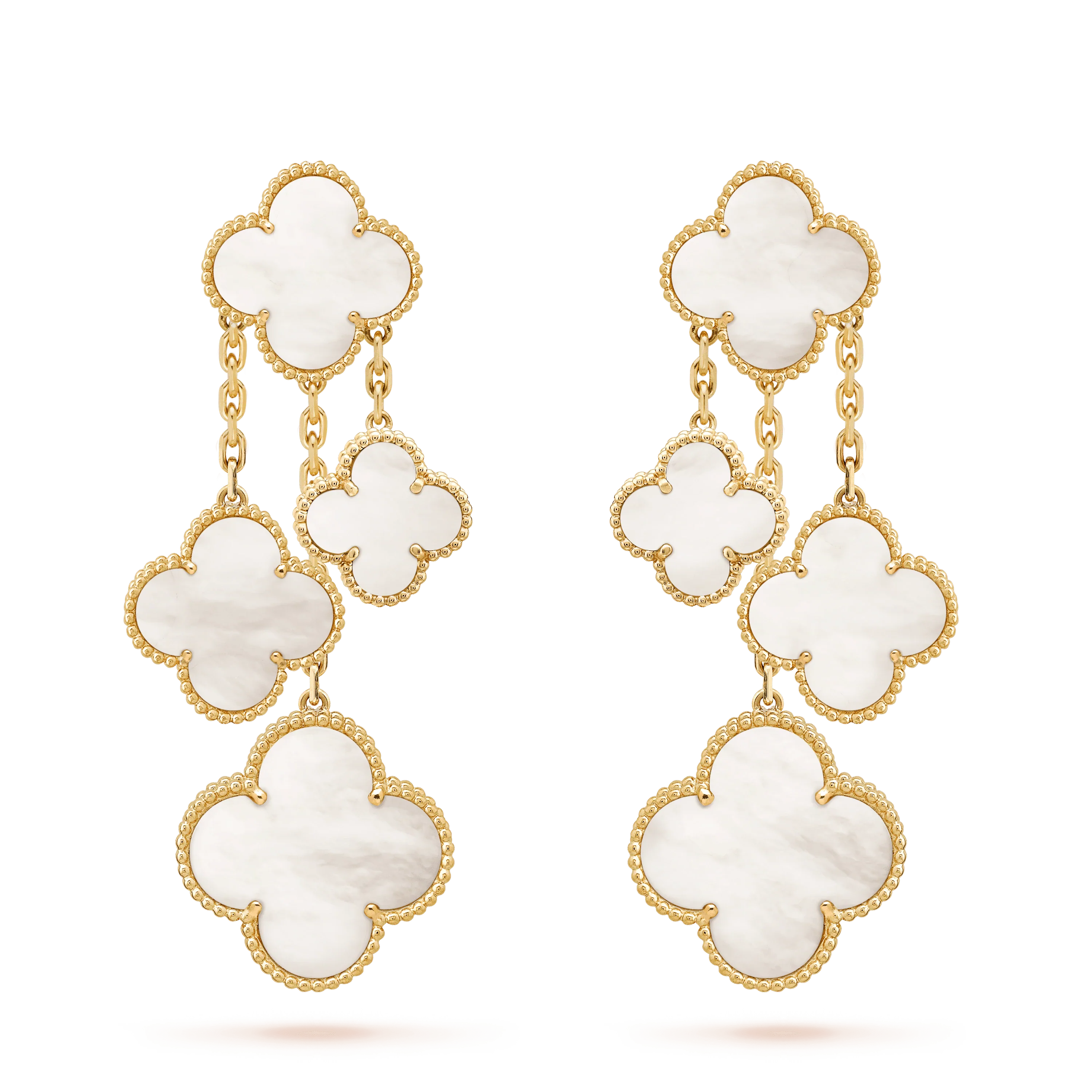[VA]CLOVER EARRINGS WHITE MOP 4 MOTIFS GOLD
