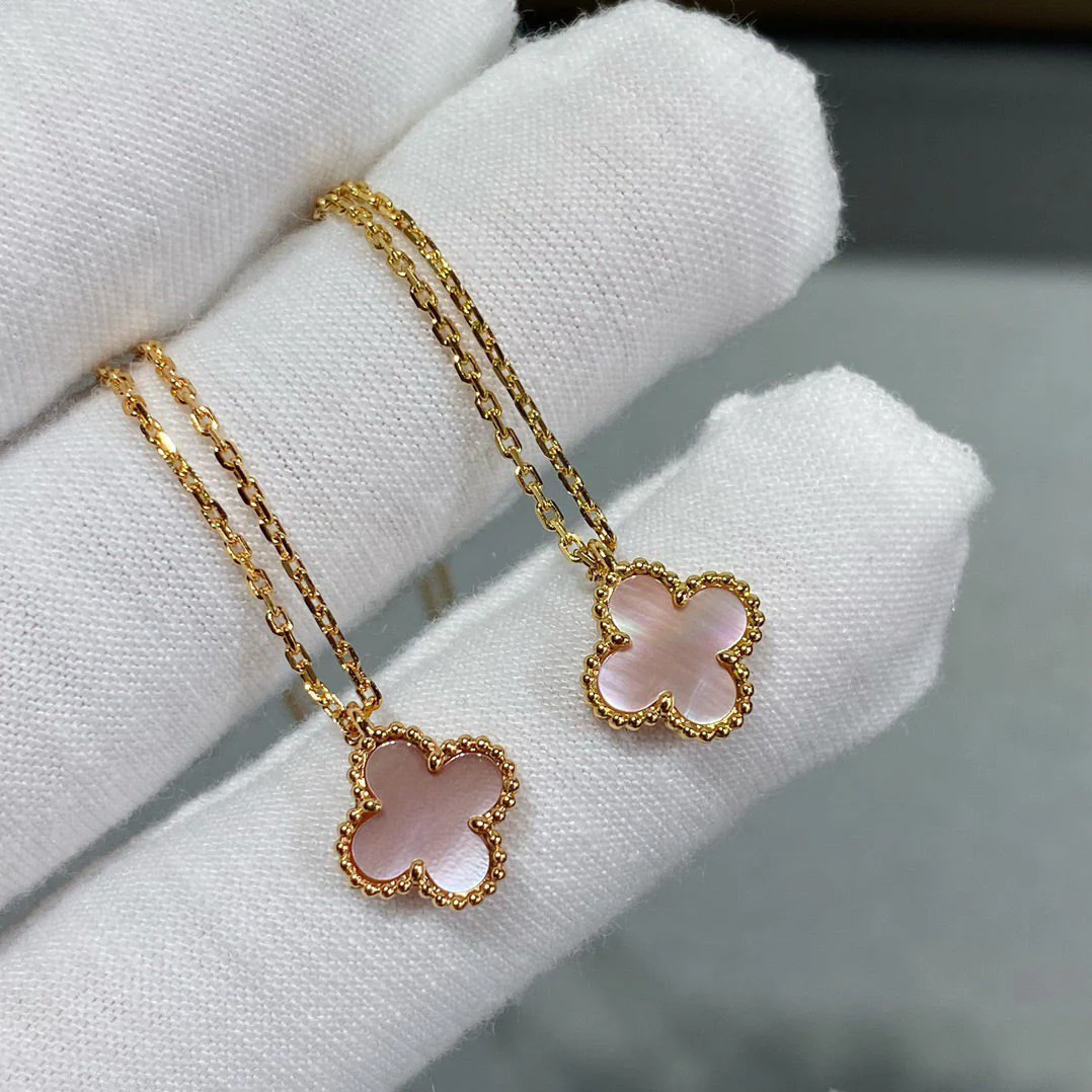 [VA]CLOVER 15MM PINK MOTHER-OF-PEARL SINGLE FLOWER NECKLACE