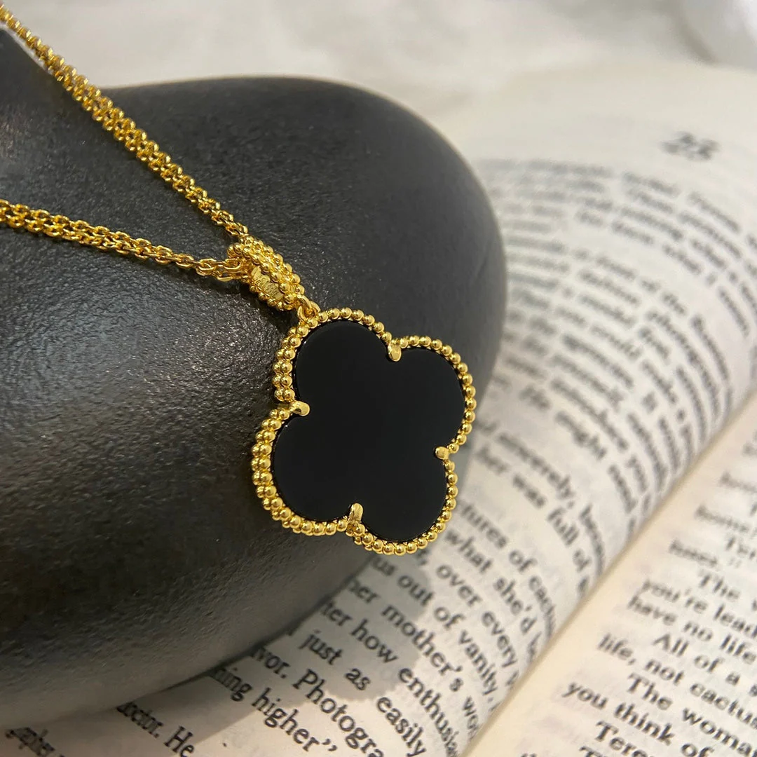 [VA]CLOVER 25MM NECKLACE GOLD ONYX