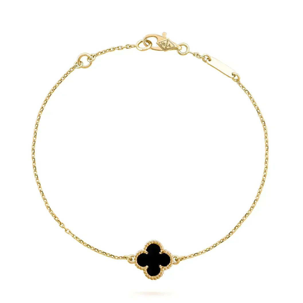 [VA]CLOVER ONYX SINGLE FLOWER BRACELET