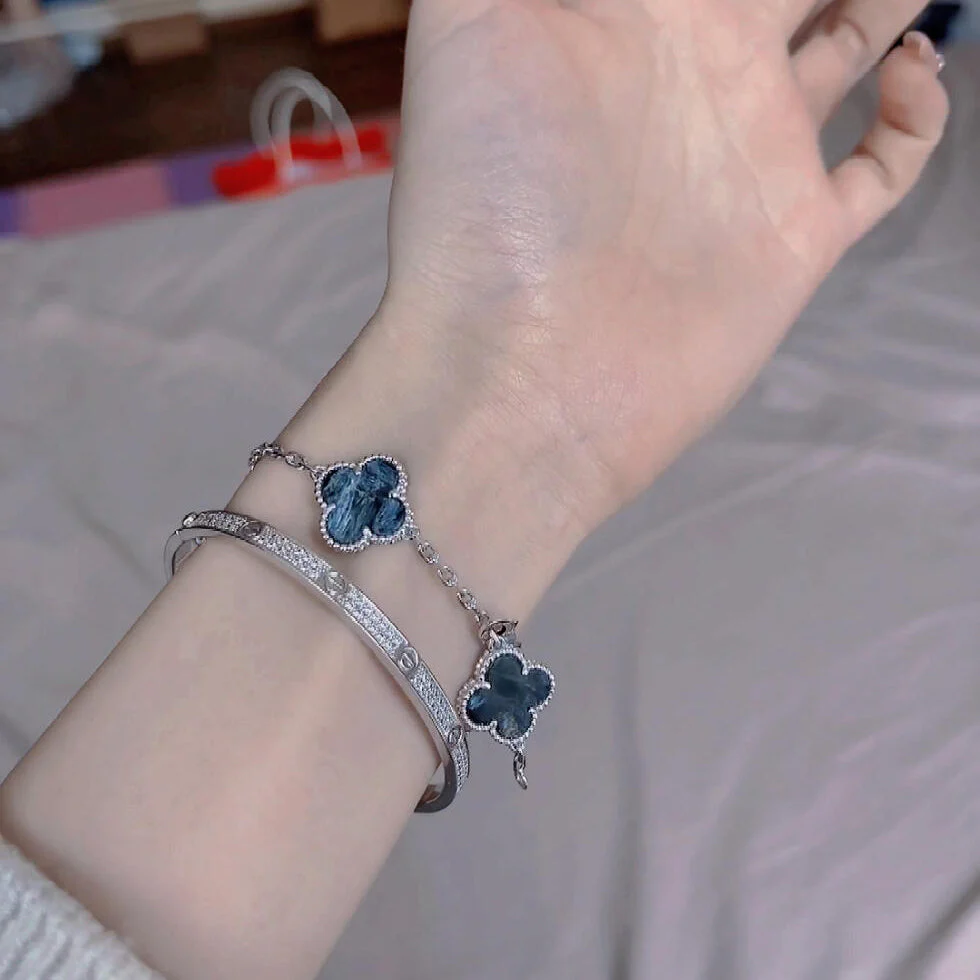 [VA]CLOVER 5 MOTIF PIETERSITE SILVER BRACELET