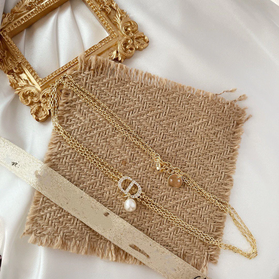 [CD] THREE-LAYER CHAIN CD PEARL NECKLACE